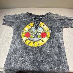 Guns N Roses Lace Up Acid Washed Concert T-Shirt Size Small